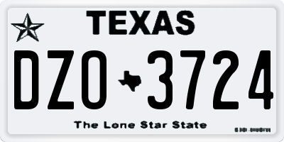TX license plate DZO3724