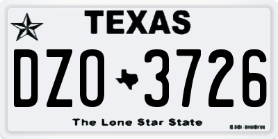 TX license plate DZO3726