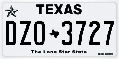 TX license plate DZO3727