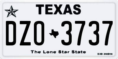 TX license plate DZO3737