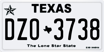TX license plate DZO3738