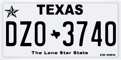 TX license plate DZO3740