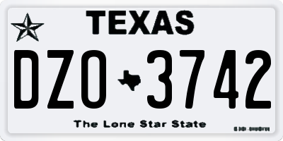 TX license plate DZO3742