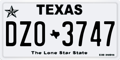 TX license plate DZO3747