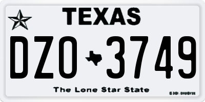 TX license plate DZO3749