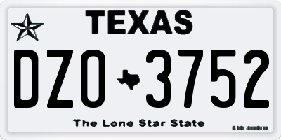 TX license plate DZO3752