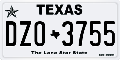 TX license plate DZO3755