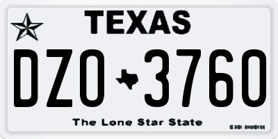 TX license plate DZO3760