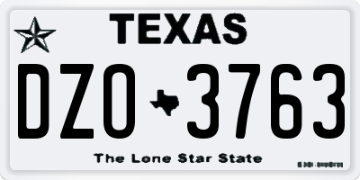 TX license plate DZO3763