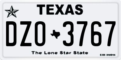TX license plate DZO3767
