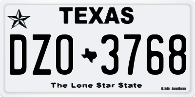 TX license plate DZO3768