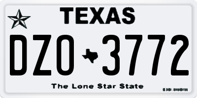 TX license plate DZO3772