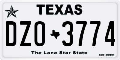 TX license plate DZO3774