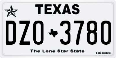 TX license plate DZO3780