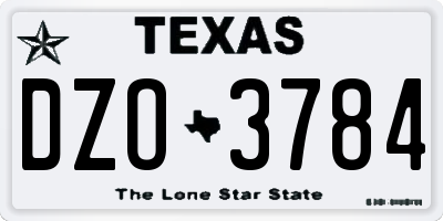 TX license plate DZO3784
