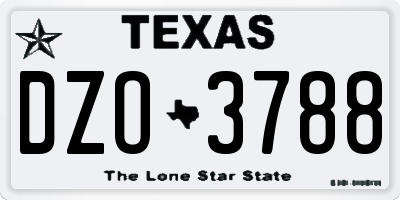 TX license plate DZO3788