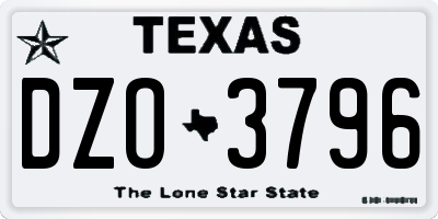TX license plate DZO3796