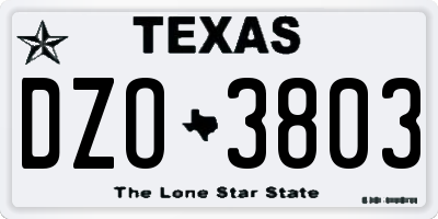 TX license plate DZO3803