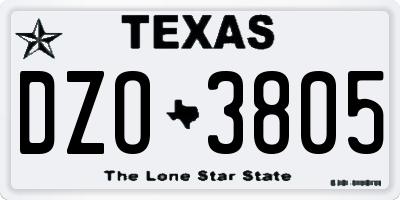 TX license plate DZO3805