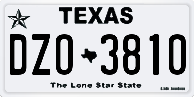 TX license plate DZO3810