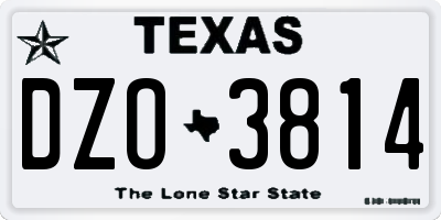 TX license plate DZO3814