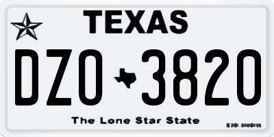 TX license plate DZO3820