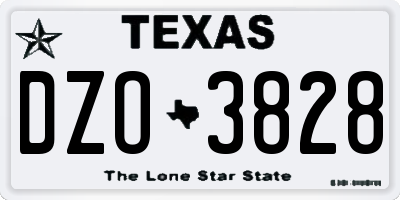 TX license plate DZO3828