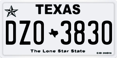 TX license plate DZO3830