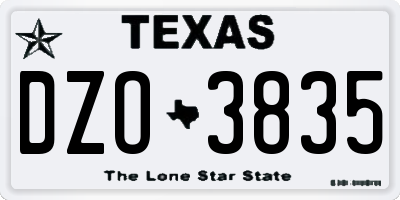 TX license plate DZO3835