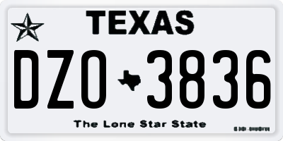 TX license plate DZO3836