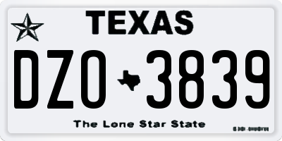 TX license plate DZO3839