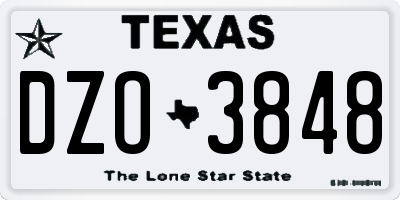 TX license plate DZO3848