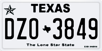 TX license plate DZO3849