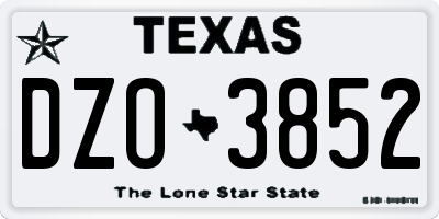 TX license plate DZO3852