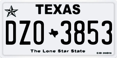 TX license plate DZO3853