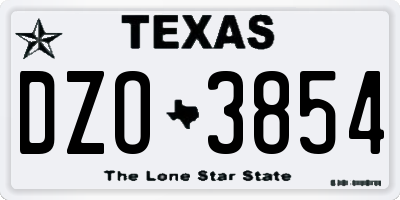 TX license plate DZO3854