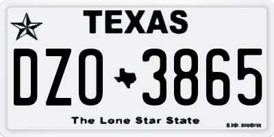 TX license plate DZO3865