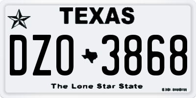TX license plate DZO3868