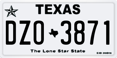 TX license plate DZO3871