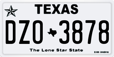 TX license plate DZO3878