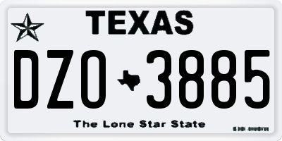 TX license plate DZO3885