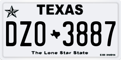 TX license plate DZO3887