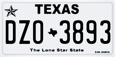 TX license plate DZO3893
