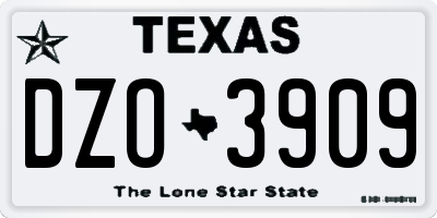 TX license plate DZO3909