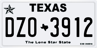 TX license plate DZO3912