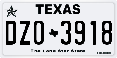 TX license plate DZO3918