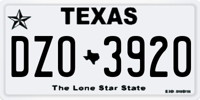 TX license plate DZO3920