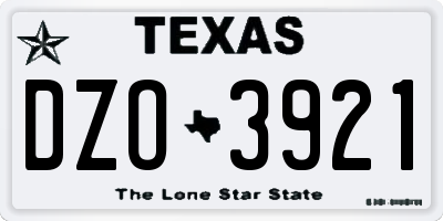 TX license plate DZO3921