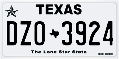 TX license plate DZO3924