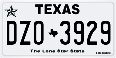TX license plate DZO3929